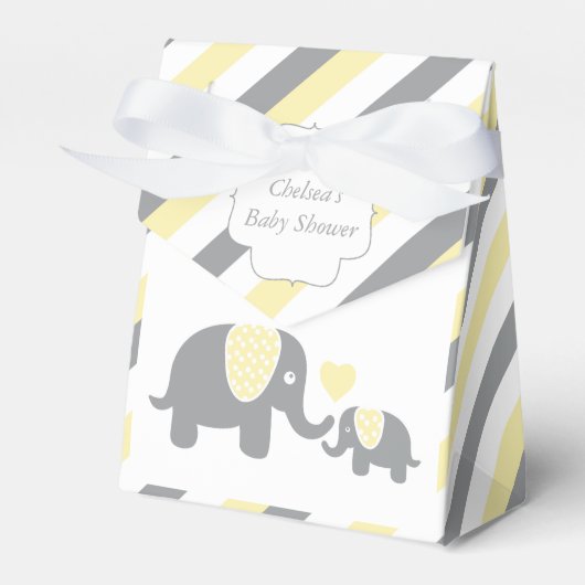 Gele en Grijze Streep Olifant Bedankdoosjes (Voorkant Zijde)