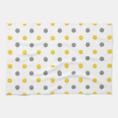 Gele en Grijze Waterverf Polka Dots Theedoek (Horizontaal)