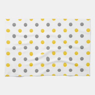 Gele en Grijze Waterverf Polka Dots Theedoek