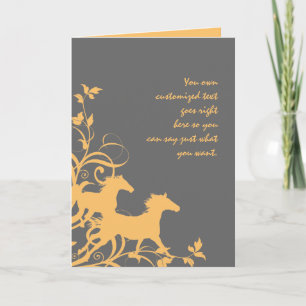 Gele en grijze wilde paarden bedankkaart