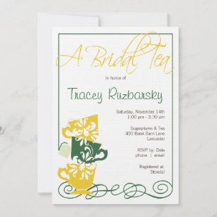 Gele en groene bridal Shower Invitation   Tea Kaart