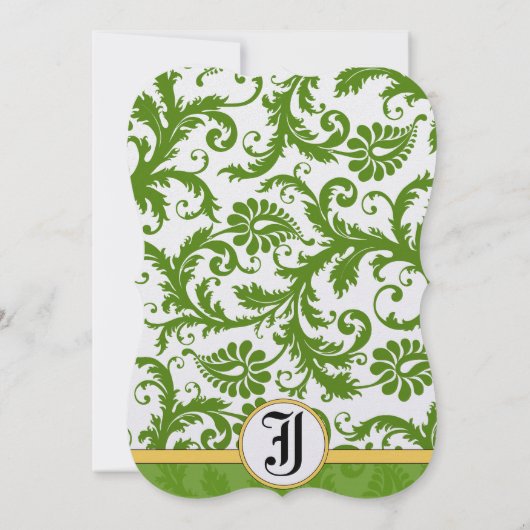 Gele en groene Damask zwemmen bruiloft uitnodiging (Achterkant)