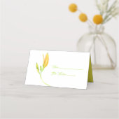 Gele en groene Lily Stem Name Place Card (Voorkant)