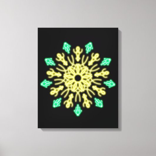 Gele en groene neon bloem canvas afdruk (Voorkant)