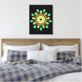 Gele en groene neon bloem canvas afdruk (Insitu (Slaapkamer))