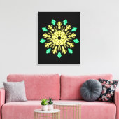 Gele en groene neon bloem canvas afdruk (Insitu (Woonkamer))