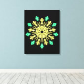 Gele en groene neon bloem canvas afdruk (Insitu (Houten vloer))