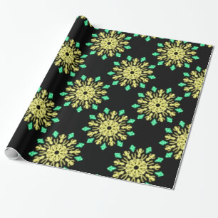 Gele en groene neonbloem cadeaupapier