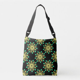 Gele en groene neonbloem crossbody tas