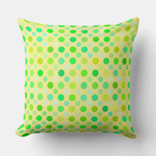 gele en groene polka - stippen kussen