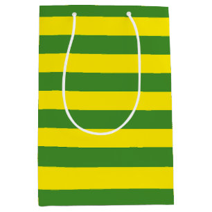 Gele en groene strepen medium cadeauzakje