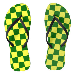 Gele en Groene Vierkanten Teenslippers