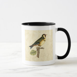 Gele en groene vogel op een kleine tak mok