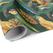 Gele en groene vogels op groen cadeaupapier (Rol Hoek)