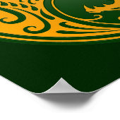 Gele en groene Yin Yang Dragons Poster (Hoek)