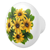 Gele en groene zonnebloemen keramische knop (Rechts)