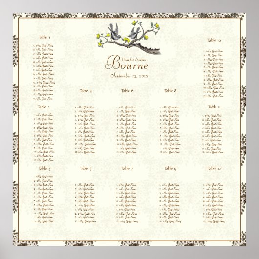 Gele en ivoren  Tortelduifjes Poster (Voorkant)