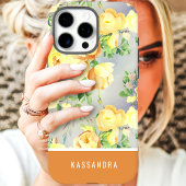 Gele en mosterd aangepaste naam bloemstuk Case-Mate iPhone case