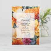 Gele en Oranje bloemenbruiloft Kaart (Staand voorkant)