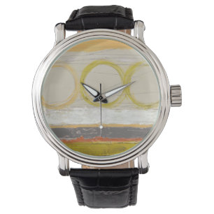 Gele en Oranje cirkels op Multicolored Achtergrond Horloge
