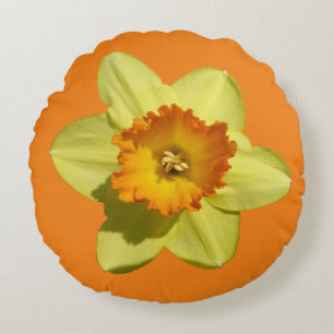 Gele en Oranje Daffodil Cust. Ronde piloot Rond Kussen