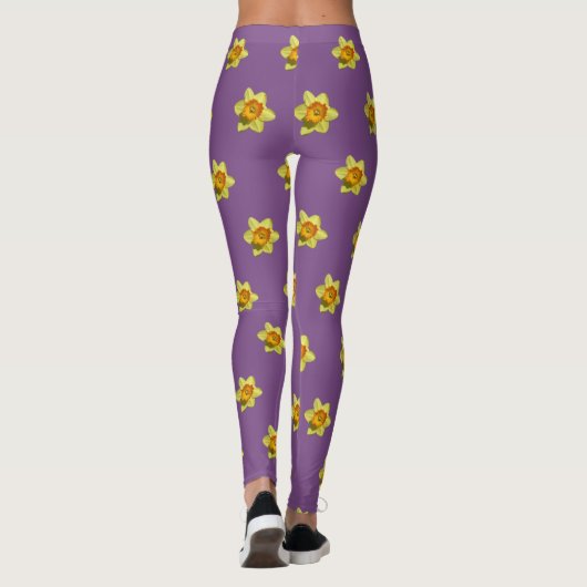 Gele en Oranje Daffodils Pattern Legging (Achterkant)