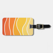 Gele en oranje retro stijl golven bagagelabel (Voorkant horizontaal)