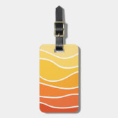 Gele en oranje retro stijl golven bagagelabel (Voorkant verticaal)