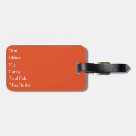 Gele en oranje retro stijl golven bagagelabel (Achterkant horizontaal)