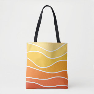 Gele en oranje retro stijl golven draagtas