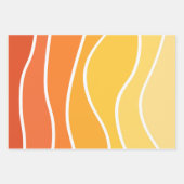 Gele en oranje retro stijl golven inpakpapier vel (Voorkant 2)