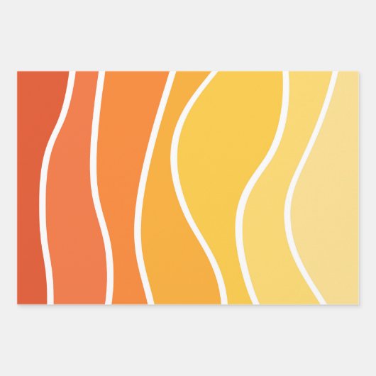 Gele en oranje retro stijl golven inpakpapier vel (Voorkant)