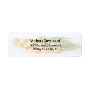 Gele en oranje Tulpen met gedichten Etiket