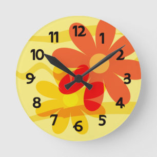 Gele en Oranje ventilatorklok Ronde Klok
