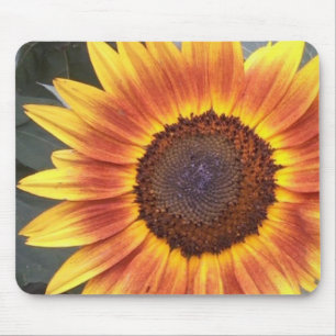 Gele en oranje zonnebloem muismat