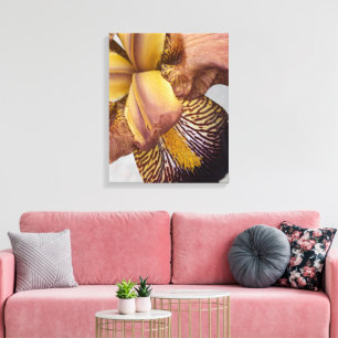 Gele en paarse baardiris bloemstuk canvas afdruk