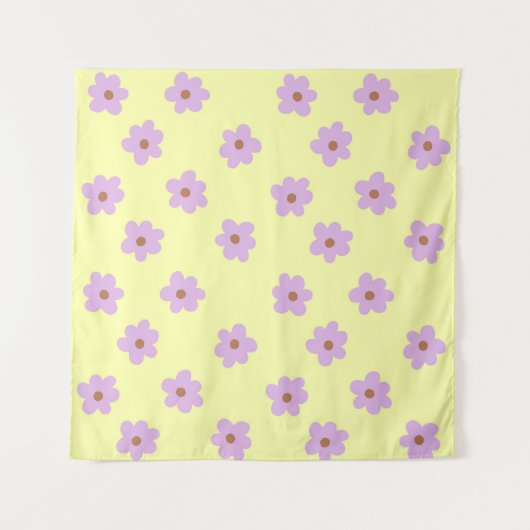 Gele en Paarse bloem Boho stijl Wandkleed (Voorkant (horizontaal))