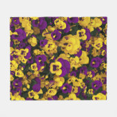 Gele en Paarse Pansies Fleece Deken (Voorkant (Horizontaal))