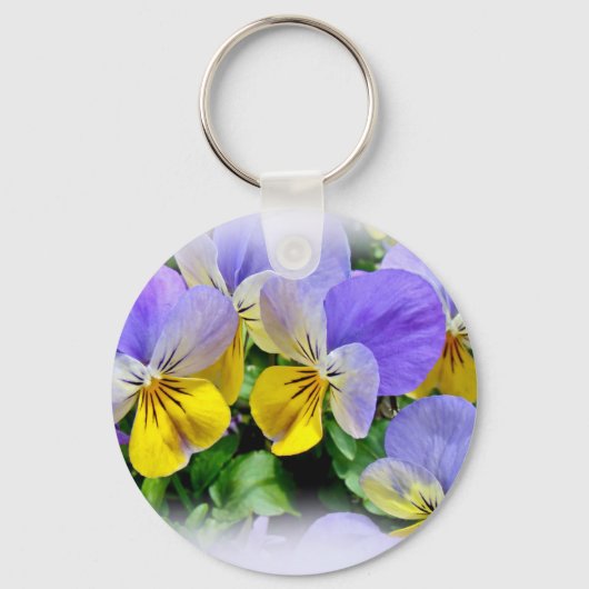 Gele en Paarse Pansies Sleutelhanger (Voorkant)