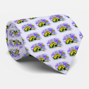Gele en Paarse Pansies Stropdas
