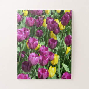 Gele en Paarse Tulip Flowers Legpuzzel