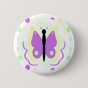 gele en Paarse vlinderButton Ronde Button 5,7 Cm