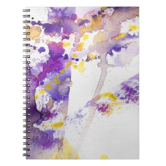 gele en paarse waterverf achtergrond notitieboek (Voorkant)
