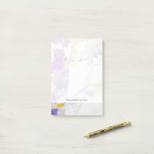 gele en paarse waterverf achtergrond post-it® notes (Op bureau)