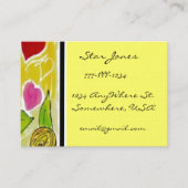 Gele en rode bloemen en harten visitekaartje (Voorkant)
