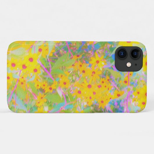 Gele en Rode Bloemen met Turquoise Case-Mate iPhone Case (Achterkant (horizontaal))