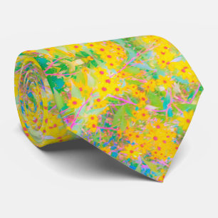  Gele en Rode Bloemen met Turquoise Stropdas