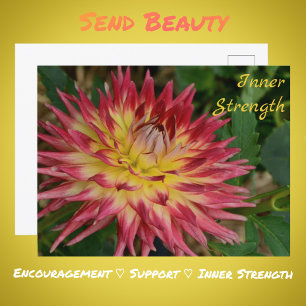 Gele en Rode Dahlia Bloem Botanische Bloem Briefkaart