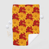 Gele en rode, geelbruine bloemen golfhanddoek (Insitu)