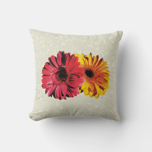 Gele en rode Gerbera margrieten Kussen
